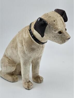 Vintage Cast Iron Nipper Dog Glass Eyes 6"